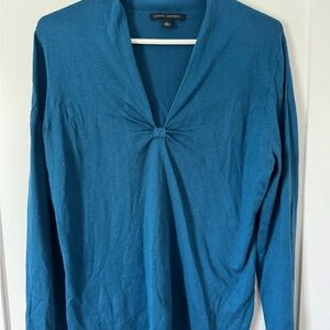 Banana Republic Teal Sweater Silk Cashmere Wool Size L Blue